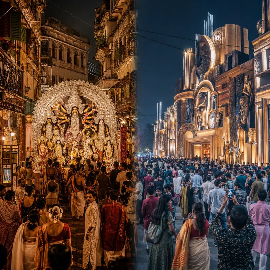 North and South Kolkata approach Durga Puja